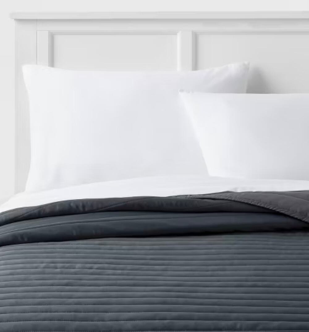 NWT Twin/Twin Extra Long Satin Quilt Dark Gray - Room Essentials™: